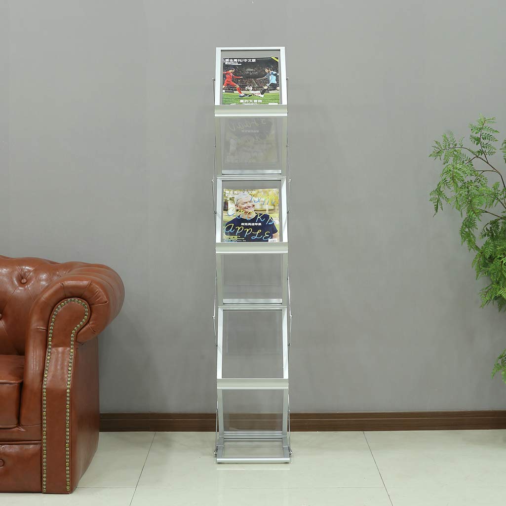 Loywe Prospektständer 6 Ebenen Faltbar, Plexiglas mit Aluminum Rahmen, mit Tragtasche, Prospekthalter Katalogständer Flyerständer Infoständer LW3524