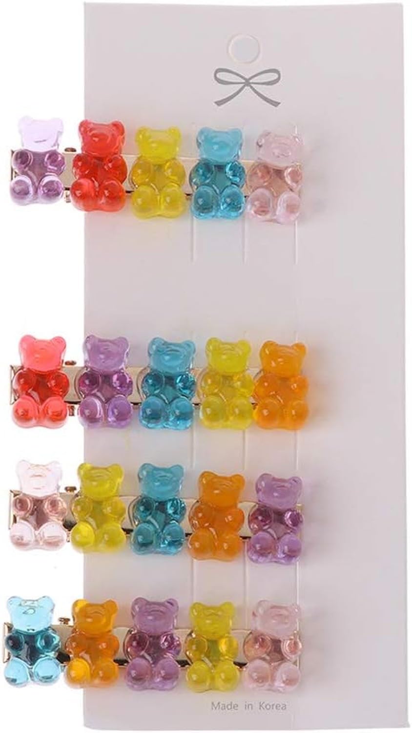 WOMGKDA Fun Panda Bear Hair Clips Cartoon Candy Color Mixed Barrette Gummy Bear Hairpins for Family Hair Accessory, a