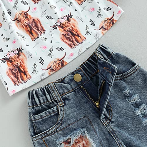 Ledy Champswiin Toddler Girl Summer Clothes Set Floral T-shirts+Denim Shorts 1T 2T 3T 4T 5T 6T Kids Girl Outfits4