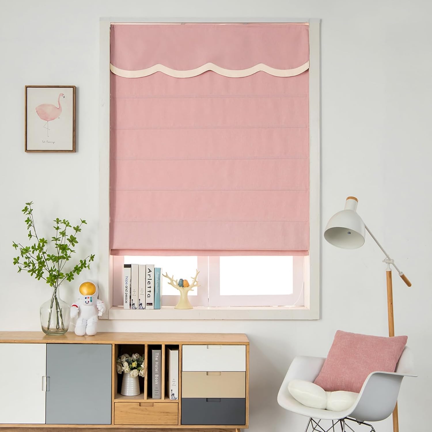 Linen Cotton Blend Roman Shades for Windows,Blackout Room Darkening Thermal Insulated Window Blinds,Custom Flat Roman Fabric Shades for Living Room,Bedroom,Kitchen