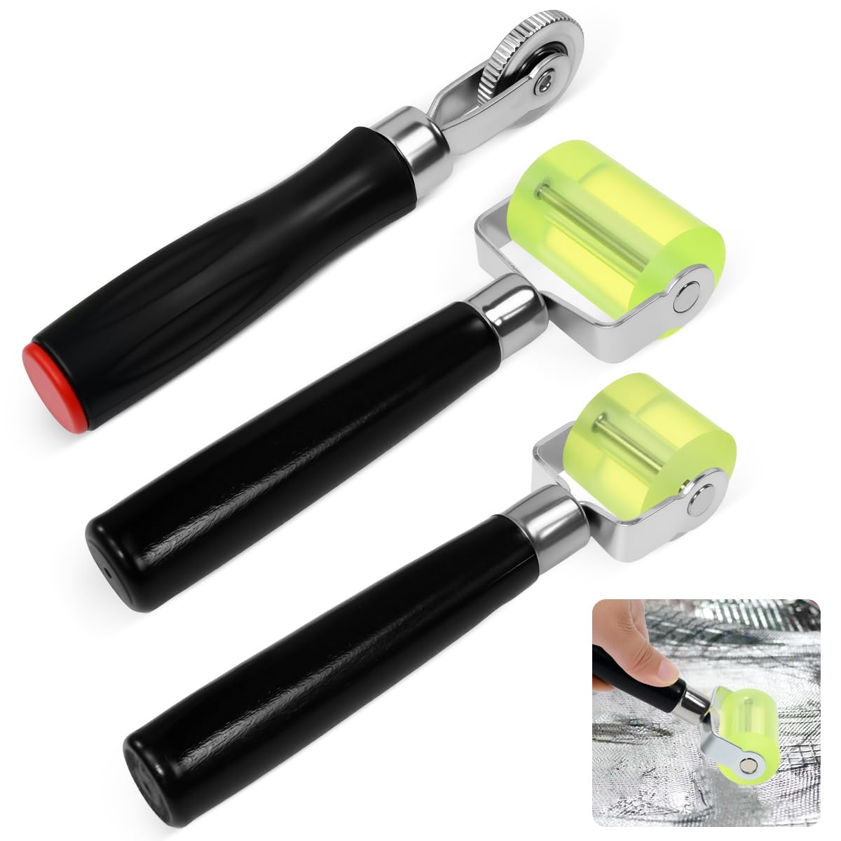 Rouleau de Pression à Main 3,6/30/50 mm en Silicone et Plastique pour Papier Peint Insonorisant