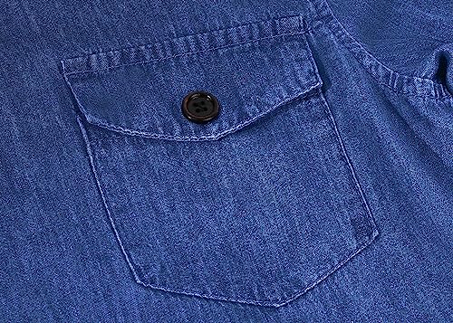 yoeasy Women's Casual Long Sleeve Denim Shirt Dress Retro Tie Waist Classic Button Down Pockets Jean Shirt Dress4