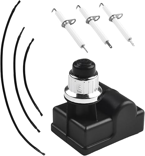 Kit de botón de encendido de parrilla 4 en 1 con 3 electrodos, quemador de encendido de 3 cables, encendedor electrónico de botón de parrilla para