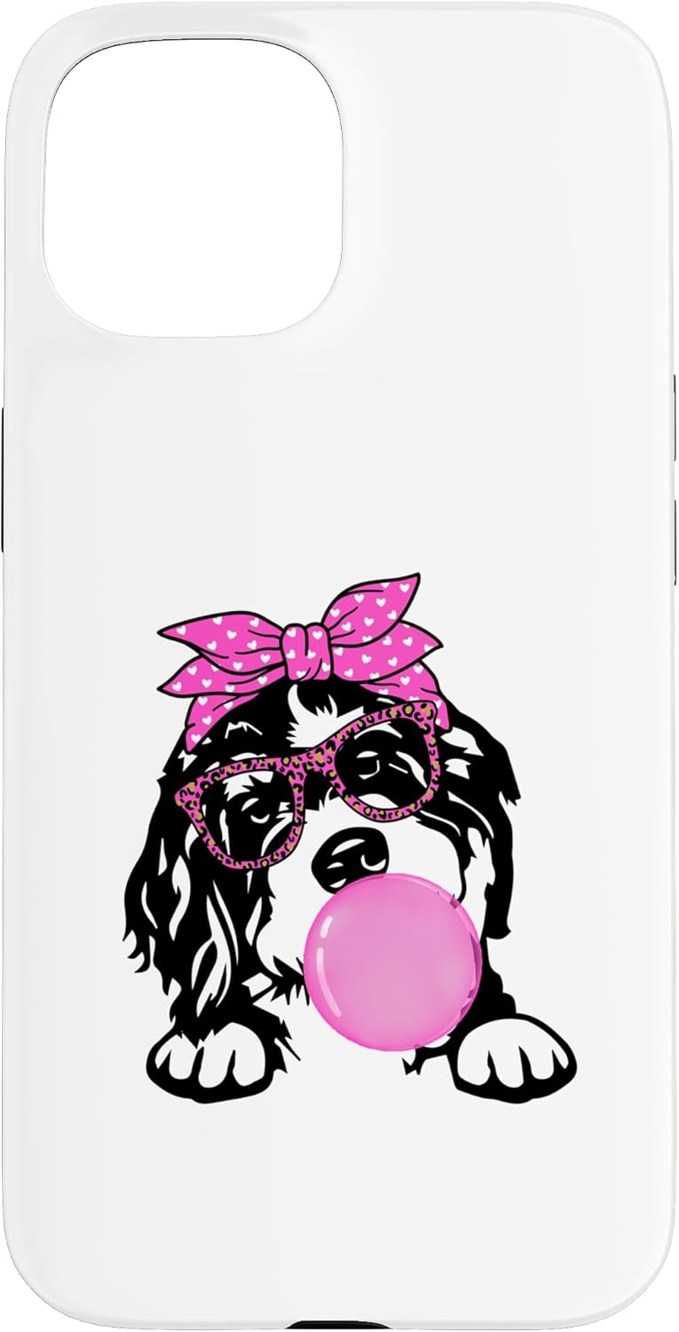 iPhone XR Bernedoodle Dog with Bubblegum Bandana Glasses Case