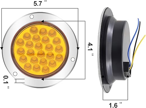 Miniatura 3 de Kit de 2 luces LED redondas amarillas traseras para remolque, 24 luces LED de freno y giro de marcha atrás para camión RV (24 LED, amarillo)