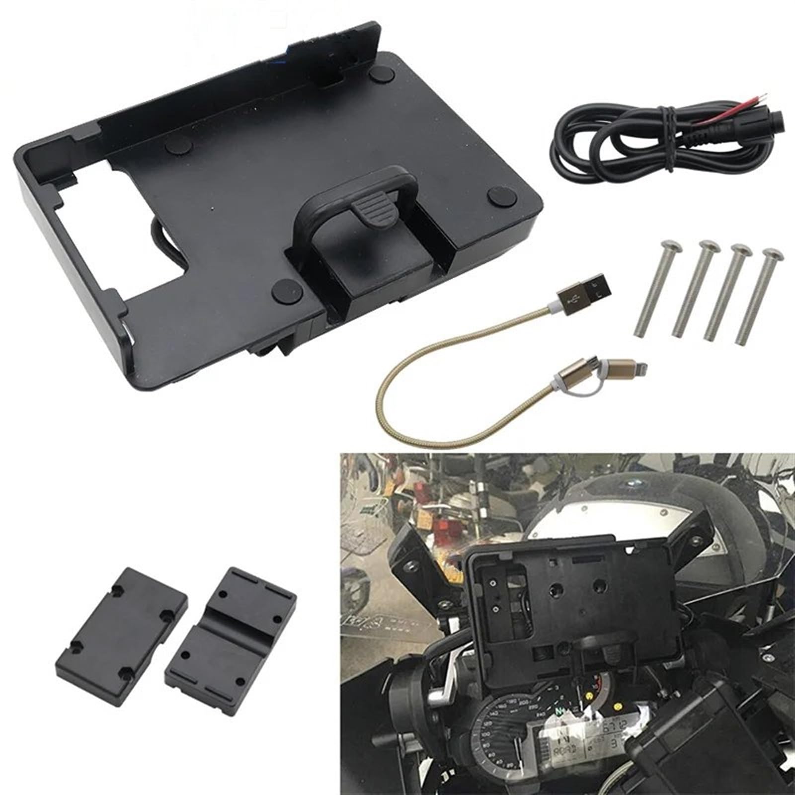 Support Telephone Velo pour BMW R1200GS pour ADV GS1200 Gs1250 LC F700GS F800GS Support De Navigation USB Chargeur Support Support pour Téléphone Telephone Moto Rotation