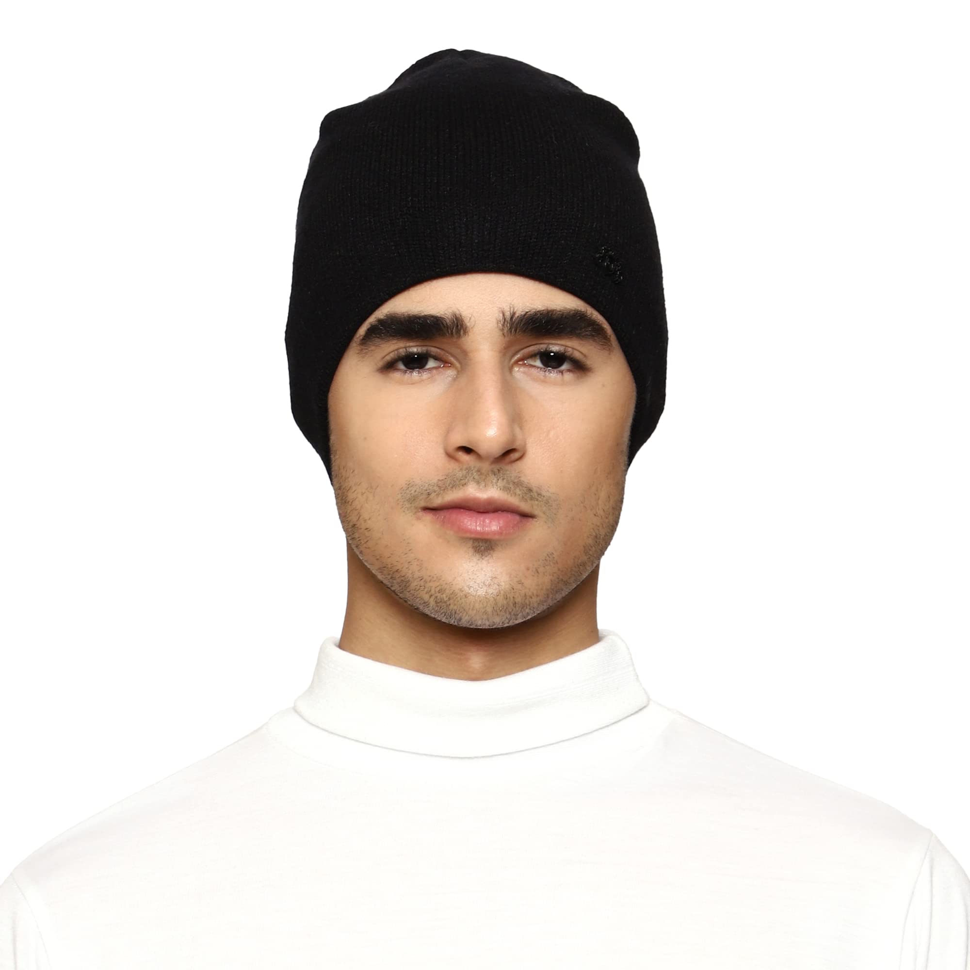 ambitieuxMen's Soft Warm Winter Cap Hats Skull Beanie for Men Black