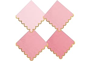Glamorous 100 Pack Pale Pink Napkins Adorned with Shimmering Gold Foil