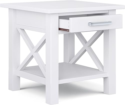 Miniatura 137 de SIMPLIHOME Kitchener Mesa consola – Mesa de sofá de madera maciza de 47 pulgadas de ancho en color blanco, mesa de almacenamiento contemporánea para