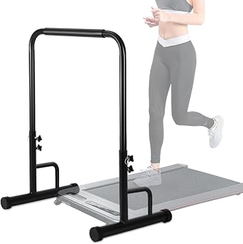 Walking Pad Handle Bar Only, Compatible with Walking Pads 24.4 Wide, Adjustable Handrail Height Max 43.3, Parallettes Bar, Non-Slip Base, Tool-Free Assembly, Sturdy Support