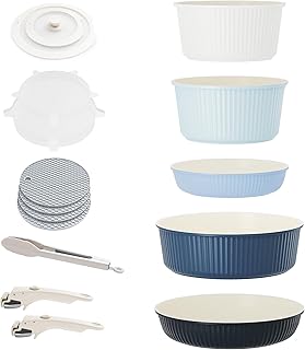 RIOVARM Induction Pots and Pans Set with Removable Handles, Non-Stick Granite Stackable Cookware Set with Silicone Lids, Space-Saving Pot & Pan Sets without PFOA, Frying Pan, Casseroles