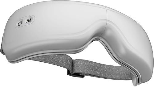 iKristin Masajeador de ojos, máscara de ojos con música Bluetooth, masajeador de ojos controlado por voz con calor, relaja la fatiga ocular y mejora