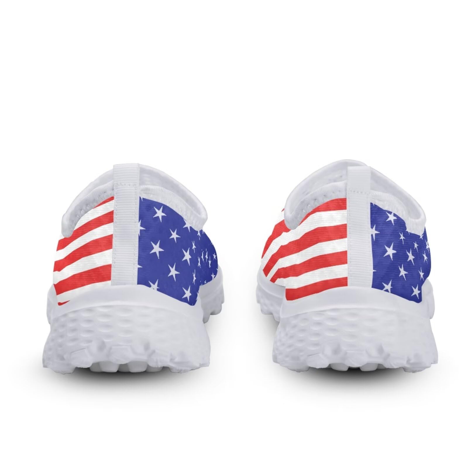 Jeiento American Flag Shoes for Women Men Quick Dry Aqua Water Shoes Stars Stripes Patriotic Flags Walking Sneakers Lightweight Flag Slip On Loafers for Gym,Office,Outdoor,US 10