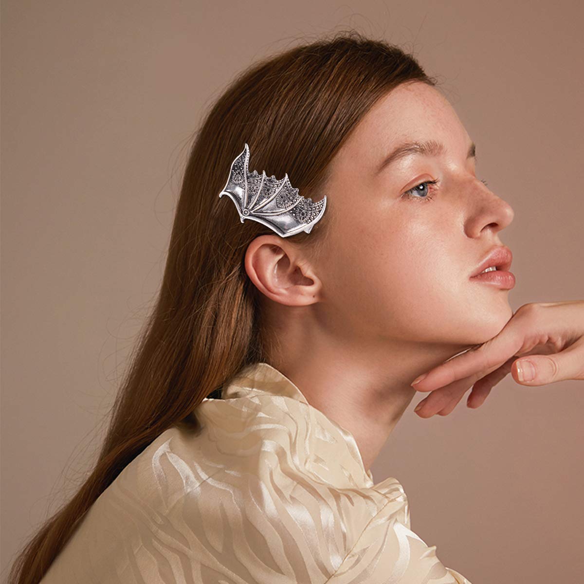 Vintage Moth Hair Clip – Gothic Silver Hair Accessory, Retro Barrette for Women Amazon.com : 4 Pcs Gothic Butterfly Hair Clips Black Skull  main image 2