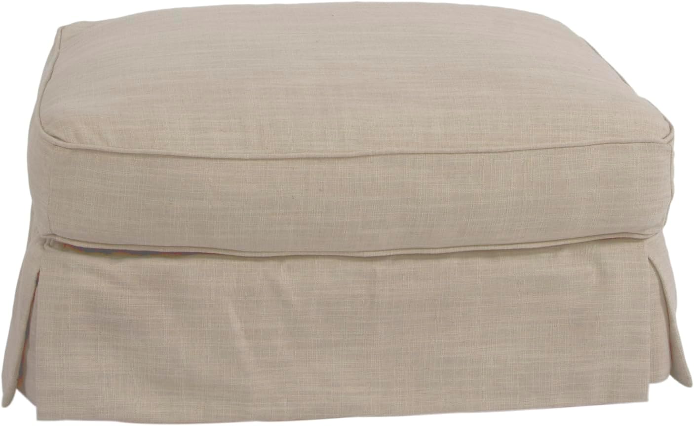 HomeStock Slipcovered Ottoman Cover, Linen Ottoman Slipcover, Bohemian Decor, Living Room Ottoman, Easy Care Ottoman