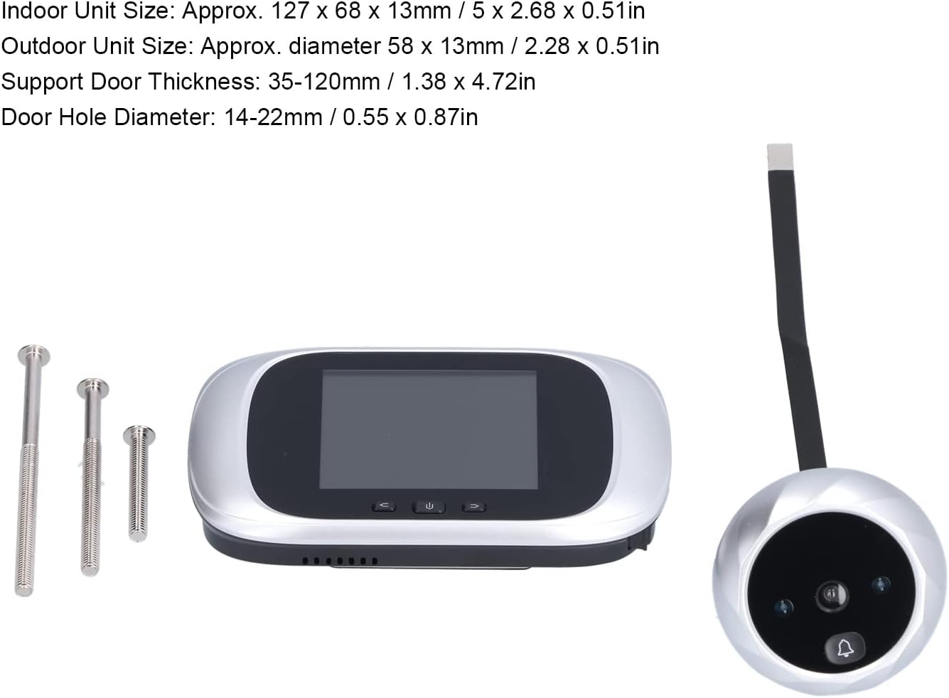 Visual Door Viewer, LCD Door Peephole Camera Viewer Digital Peephole Security Camera with 2.8in in LCD Display for Home (Silver)