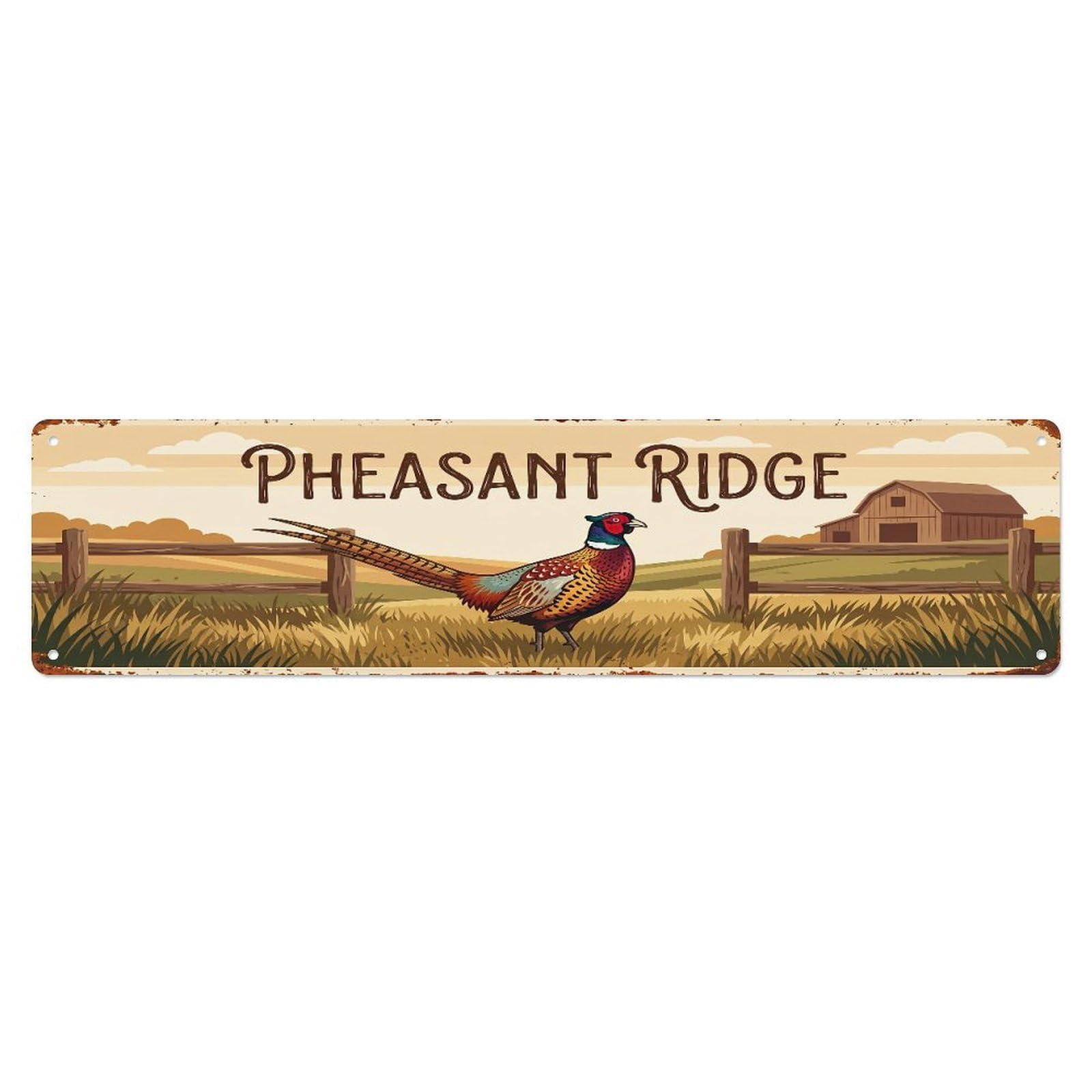 Metal Tin Sign Vintage Pheasant Farm Scene Pheasant Ridge