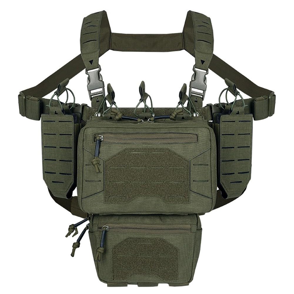 Borsa Pettorale Uomo Donna, Chest Pack Regolabile con Tasche Multiple per Caccia Tattico Tiro Sportivo Airgun Escursionismo Ciclismo E attività Outdoor