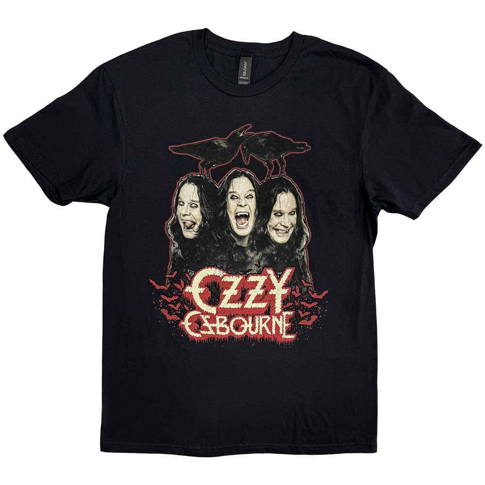 Rockoff Trade Men's Ozzy Osbourne Crows & Bars T - Shirt, Black (Black Black), X-Large (Manufacturer Size:X-Large)