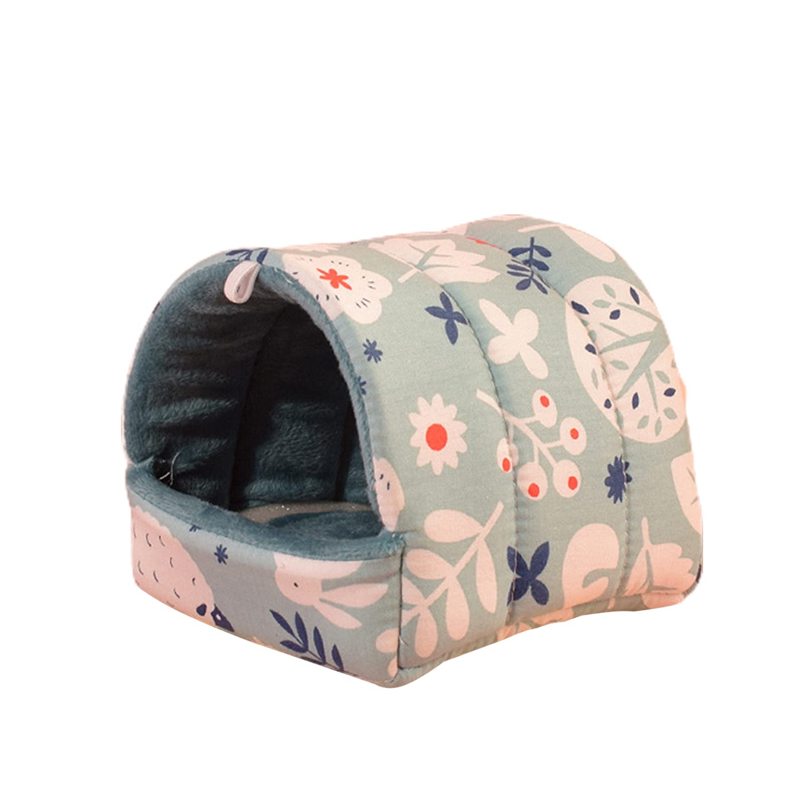 Guinea Pig House Bed Cozy Hamster Cave Hideout for Dwarf Rabbits Hedgehog Chinchilla Hamster Bearded Dragon and Other Small Animals Winter Nest Hamster Cage Accessories Cyan M