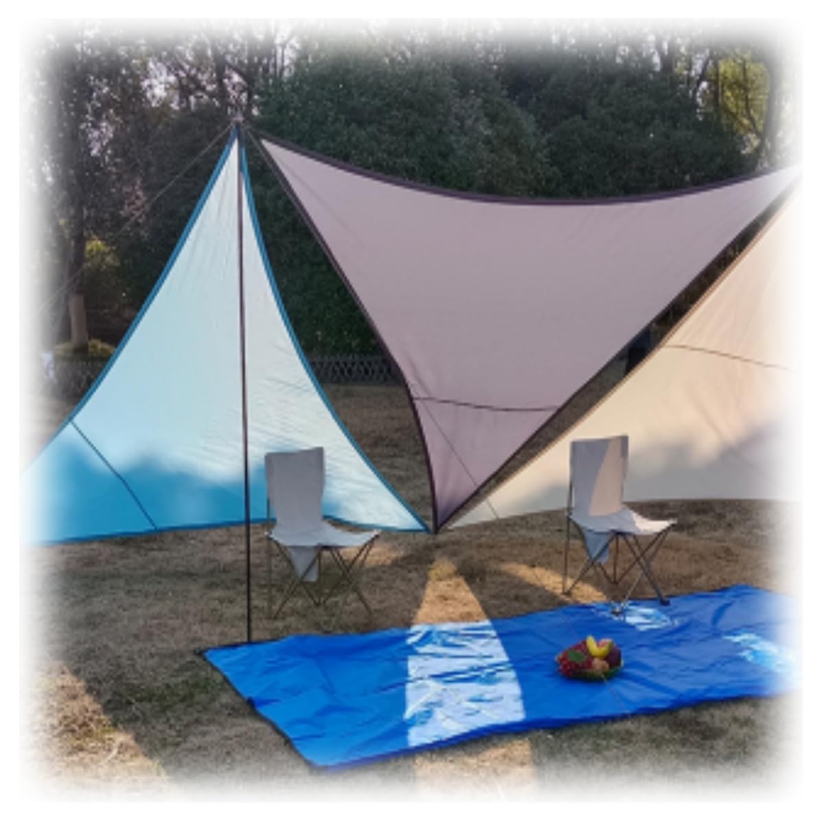 Vela Ombra Triangolare Impermeabile 420D Campeggio Giardino Borsa e Corde Antivento(Beige,3.6mx3.6mx3.6m)