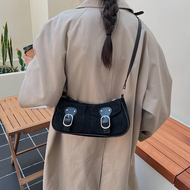 Trendy Tote Handbag Double Pockets Crossbody Bag Y2k Underarm Purse for Women Work Shopping Travel4