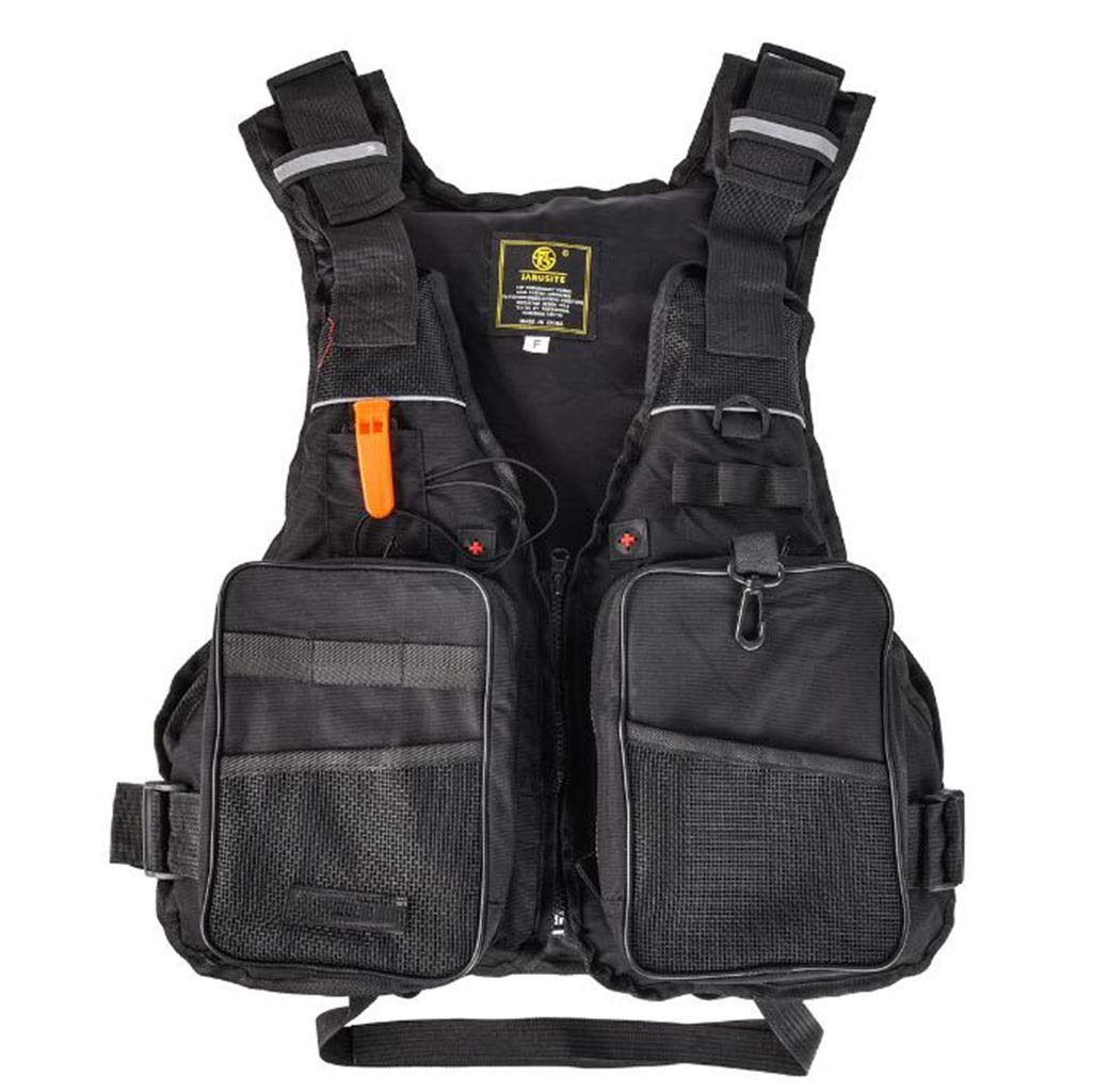 Fliegenfischen Weste Multi-Tasche Schnell trocknend Outdoor Freizeit Angeln Fotografie Weste Männer und Frauen mit verstellbaren Schultergurt Angelzubehör (Color : Black, Size : One size)