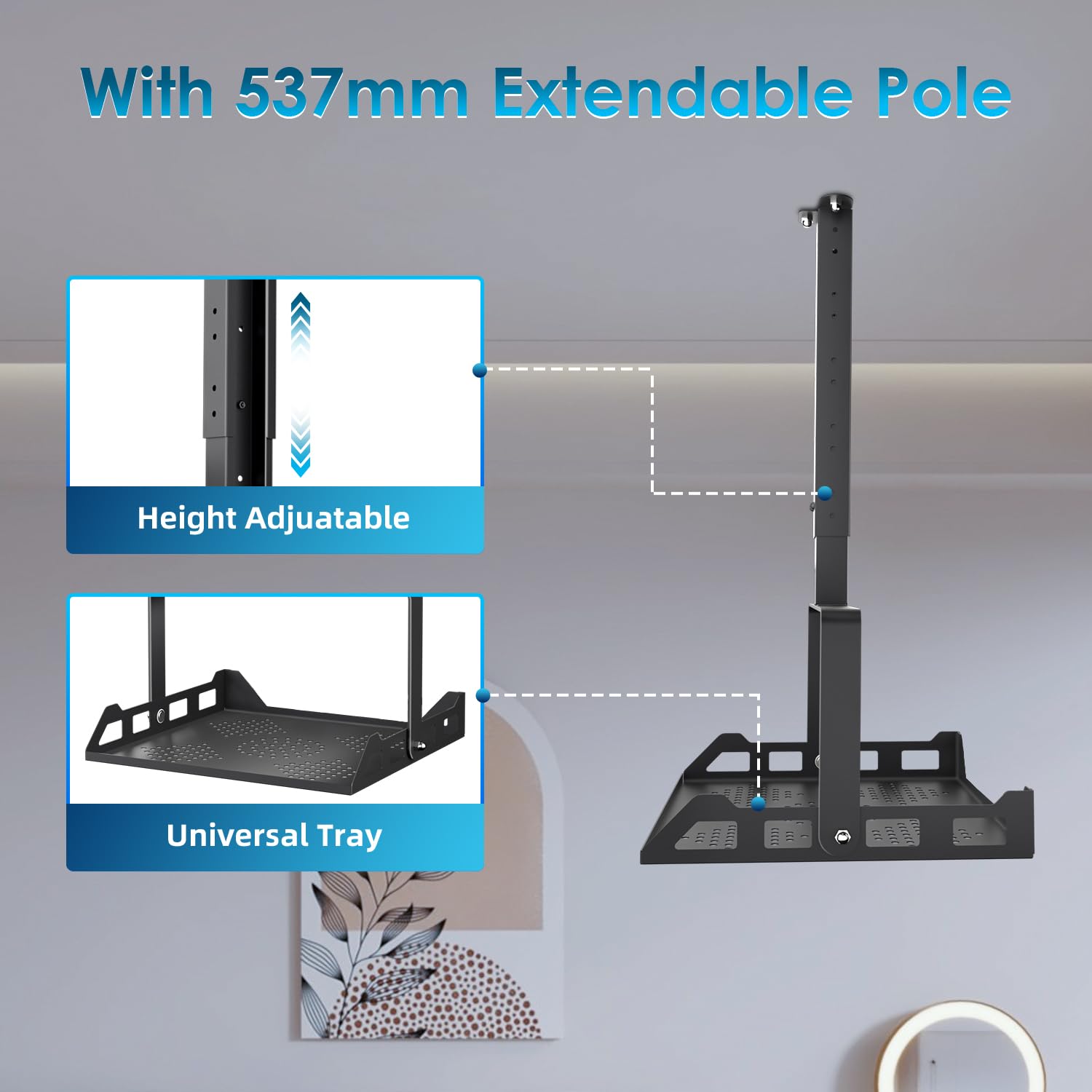 Salange Soporte de Techo para Proyector, Altura Ajustable, Soporte Universal para Proyector para Techo/Pared con guía de Cables integrada, Capacidad de Carga de hasta 10 kg, para Cine en