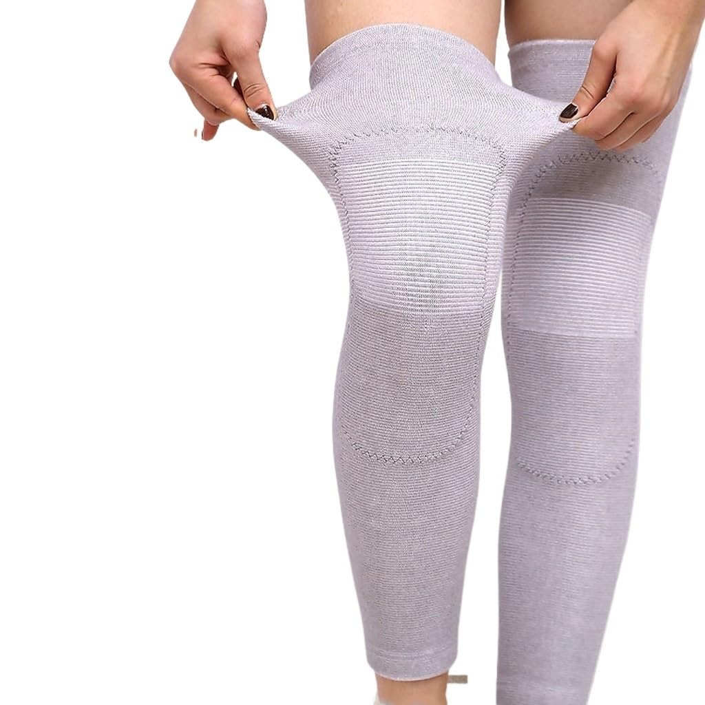 1 Pair Winter Outdoor Sports Warm Lengthened Knee Pads Protector Protective Elastic Wool Thermal Plush Kneepad Kneecap Kneelet(2XL)