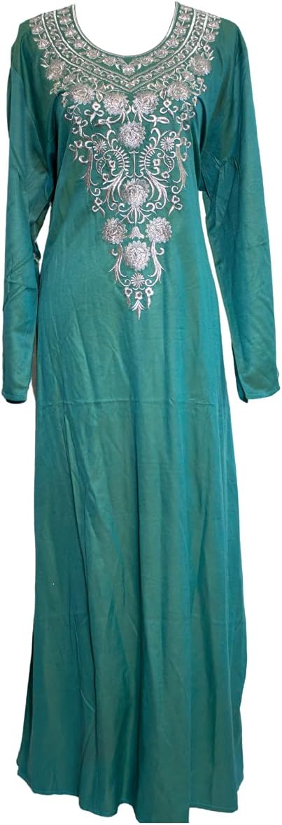 Mujezat Al-Shifa Marwa Fashion Jalabiya Dress for Women جلابية مغربية Morroccan Model # 114 (Green, Large)
