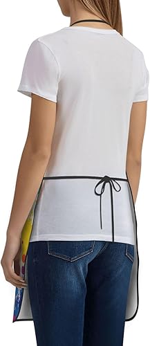 Miniatura 4 de Delantal de artista de pintura colorida con 2 bolsillos, regalos para profesores de arte, estudiantes, pintores, delantales ajustables impermeables