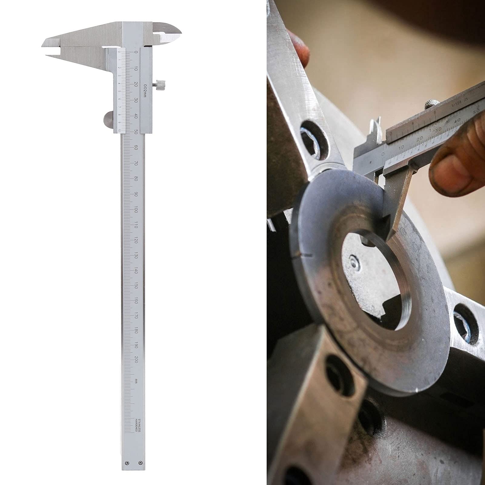 FTVOGUE Calibre Vernier de Acero, 0-200mm a Prueba de Aceite con Ajuste
