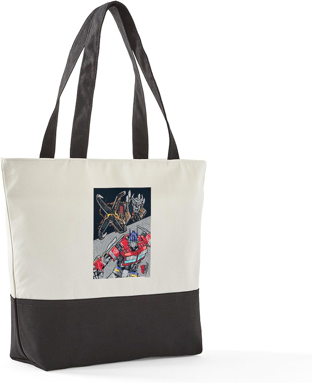 CafePress Transformers 7 Optimus Prime And Scourge Canvas Tote Top Zipper Closure