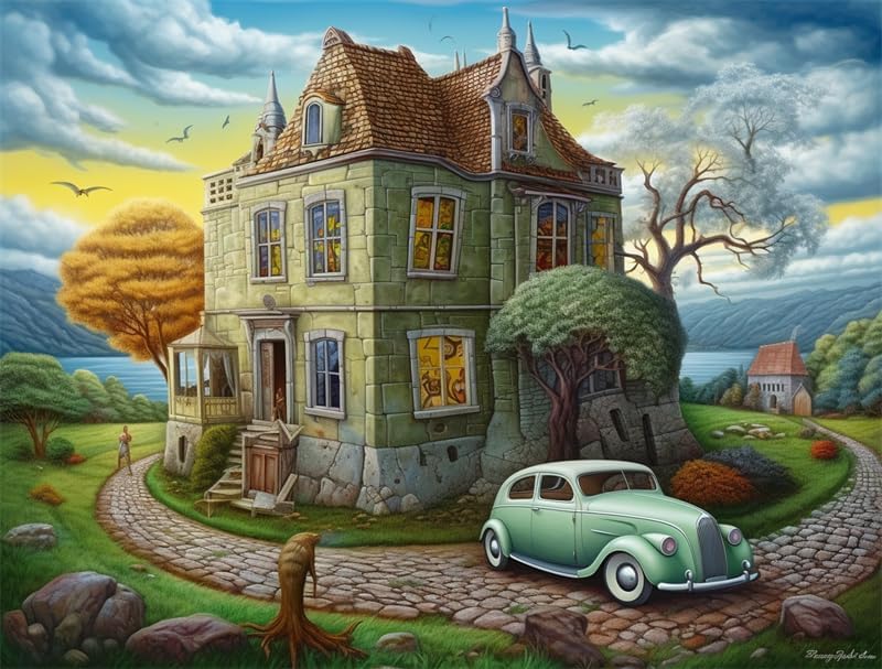 Jigsaw Puzzles 500 Pieces Adults & Families Castle car Formation Wooden to Explore and Enjoy Gifts Home Decoration 20.4 x 14.9 in