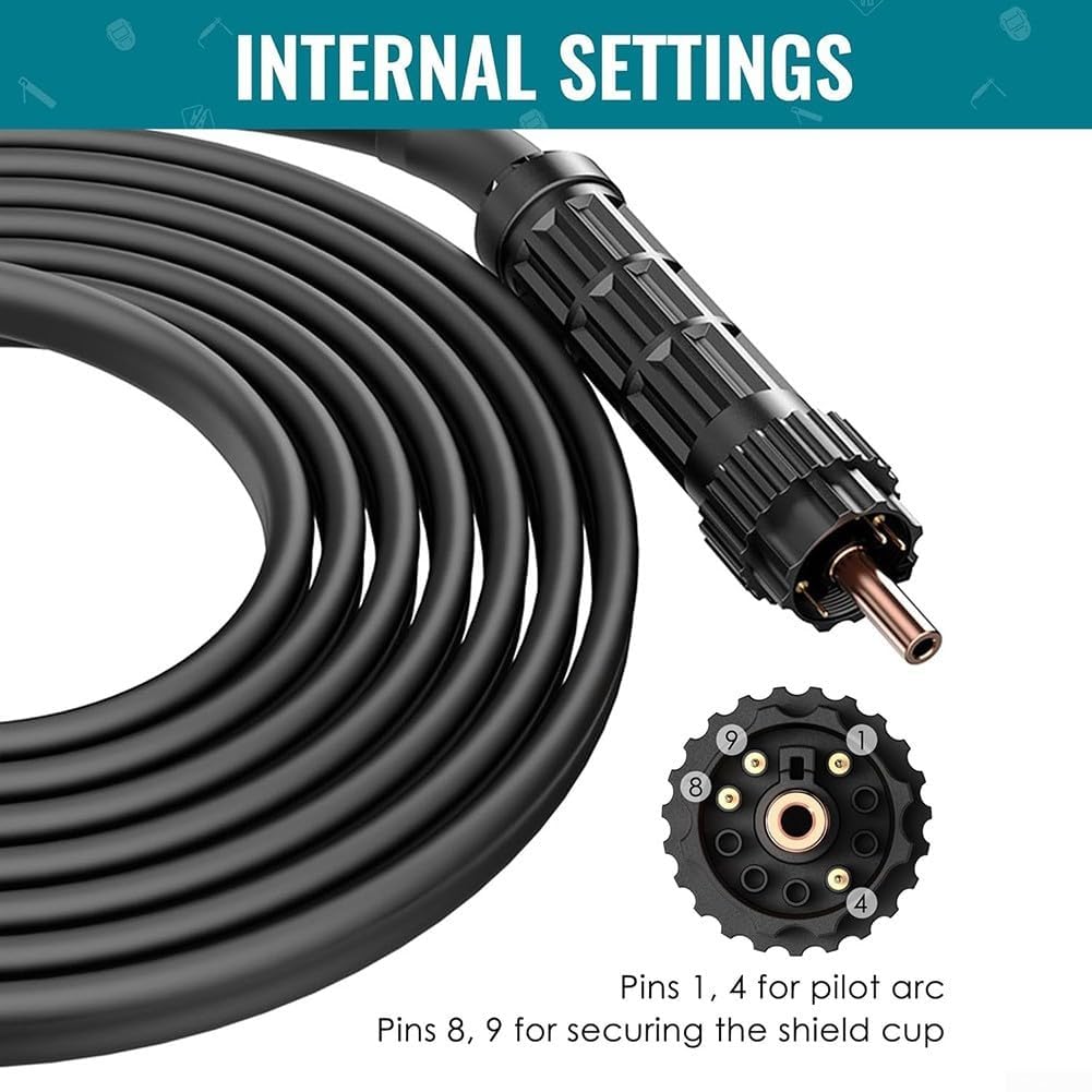 PTM-80 IPTM-80 Cortador de plasma Cabeza de antorcha recta con cable de 20 pies Punta de aleación de cobre 80A Non-HF Pilot Start para LOTOS LTP7500 para PRIMEWELD para Bestarc BTC800XP para Everlast
