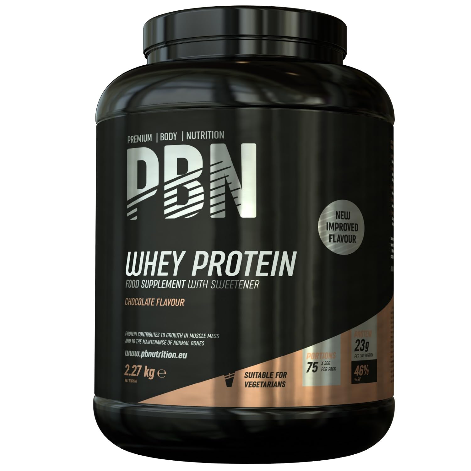 Premium Body Nutrition - Proteína de suero de LECHE en polvo, 2.27 kg (Paquete de 1), sabor Chocolate, sabor optimizado