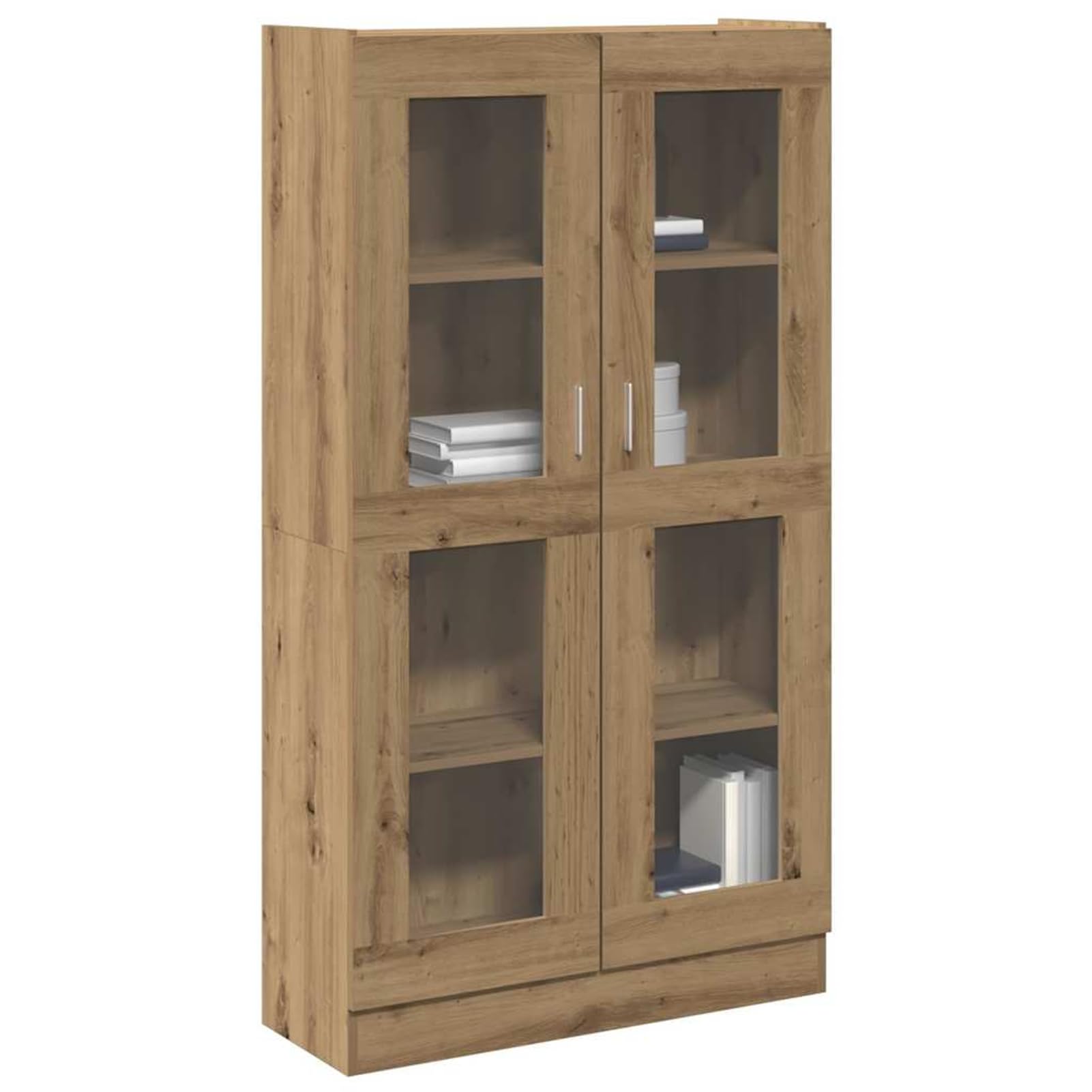 Homgoday Vitrina de Cristal, Vitrina de Salón Aparador,Aparador Cocina, Oficina Archivador con stantes 2 Puertas de Vidrio Roble Artisan