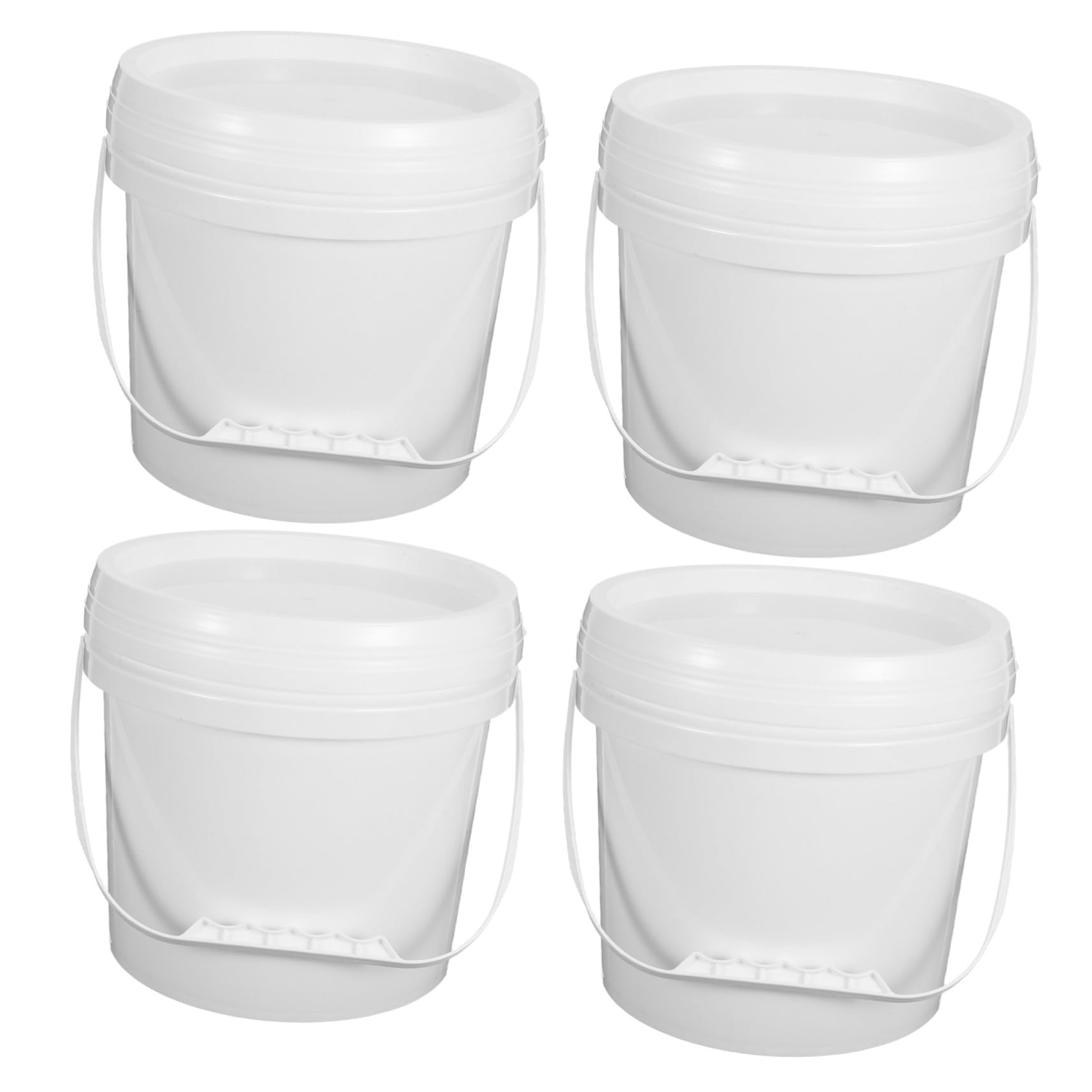 VALICLUD 4 Sztuki Częściowy Białych Plastikowych Pojemników z Pokrywami i Uchwytami Pojemnik Do Przechowywania Żywności Ergonomiczny Uchwyt Wielofunkcyjny Kubeł Mleko Proszku Dżem i Lody