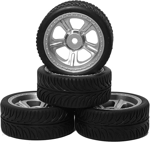 Miniatura 5 de ShareGoo OD 2.55 pulgadas RC 0.472 in hexagonal de plástico llantas y neumáticos de goma para RC 110 On-Road Touring Racing Drift Car