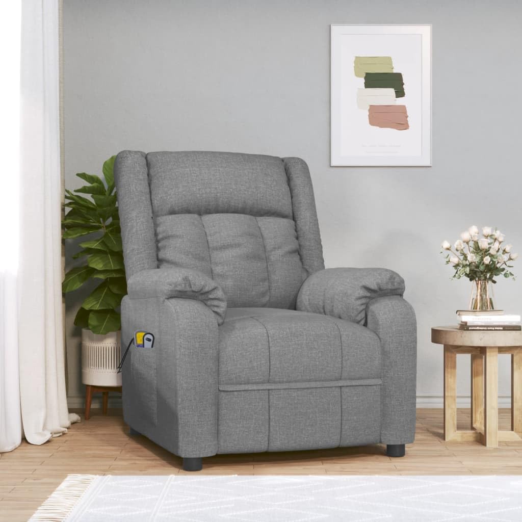 vidaXL Sillón de Masaje eléctrico Tela Gris Claro