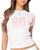 Women Y2k Short Sleeve Jersey Crop Tops Graphic Number Print Baby Tees Summer Teen Girls Slim Fit Going Out T Shirts