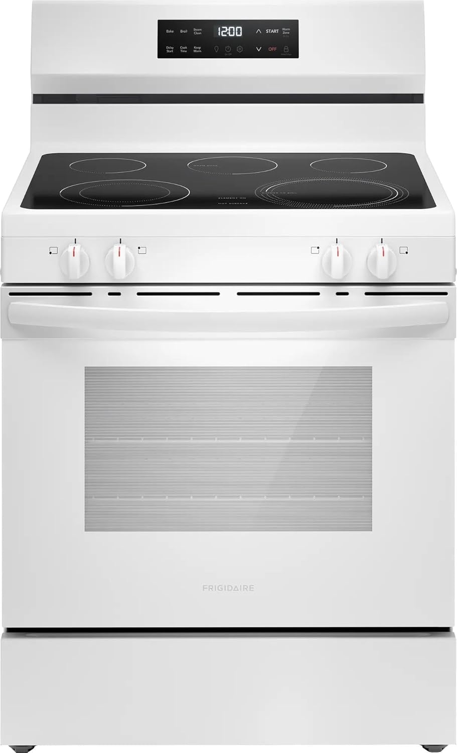 Frigidaire FCRE3062A 30" Slide-In Electric Range, 5.3 Cu. Ft., EvenTemp™ Cooktop Element – White