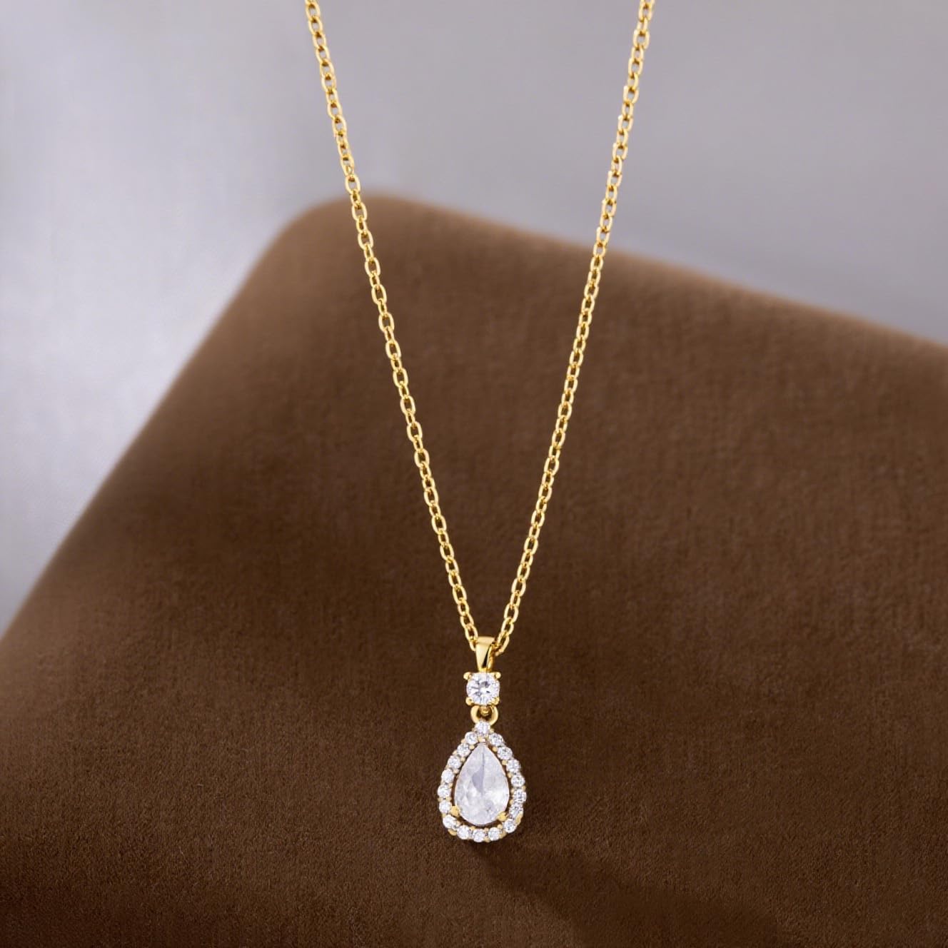 SLUYNZ 925 Sterling Silver CZ Teardrop Necklace Choker for Women Teens Crystal Teardrop Pendant Necklace