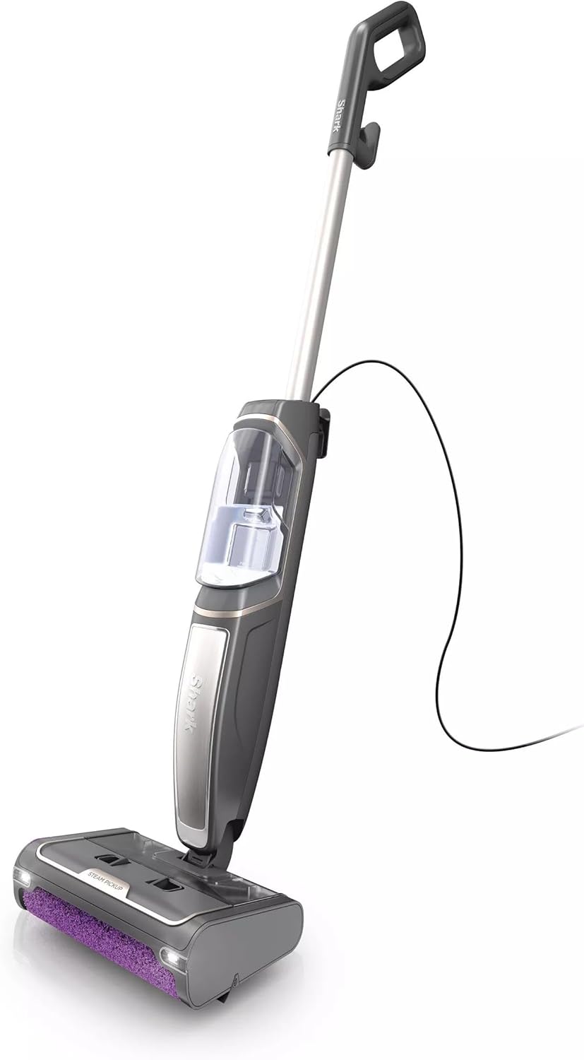 Shark Steam Pickup 3-in-1 Steam Mop Pickup Debris, Deep Scrubs, Steam, & Sanitizes Sealed Hard Floors - All At Once, Lightweight Steam Cleaner for Home with Sealed Hard Floors (Renewed) (Silver)
