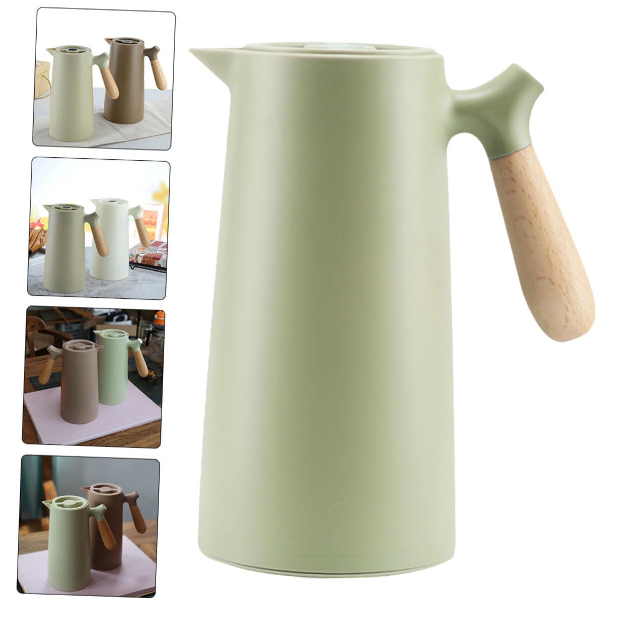 Bottiglia Termica 1l Stile Nordico Manico in Legno