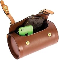 Vista 8 de UNISTRENGH Bolsa de manillar de bicicleta retro de piel sintética, impermeable, cesta de bicicleta, paquete frontal, bolsas traseras de asiento