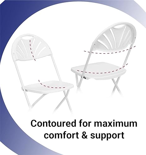 Miniatura 4 de TentandTable Ventilador Back - Sillas plegables apilables resistentes, color blanco, capacidad de 300 libras, para eventos, banquetes, fiestas y