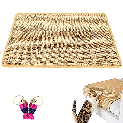 Tapis Griffoir pour Chats, Tapis Chat Naturel Sisal, Tapis à Gratter en Sisal Naturel, Lin à Griffes de Chat Grattoir pour Chiens, Chats Dorment, Grincent des Griffes, Jouent (Brun Clair) Cover