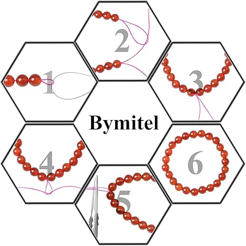 Miniatura 10 de Bymitel - 210 cuentas de cristal natural, piedras preciosas redondas energéticas y curativas sueltas con cordón elástico para hacer joyas, pulseras