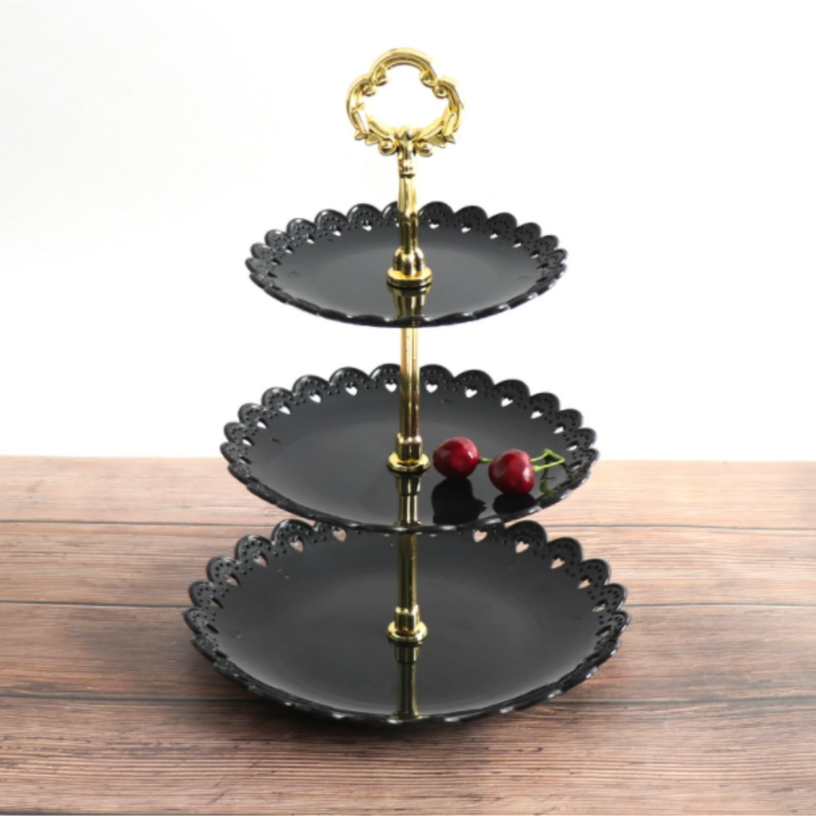 Cake Stand Espositore for Torte A 3 Piani, for Frutta, Dessert, Caramelle, Buffet, tè, Biscotti Porta Torta(Black)